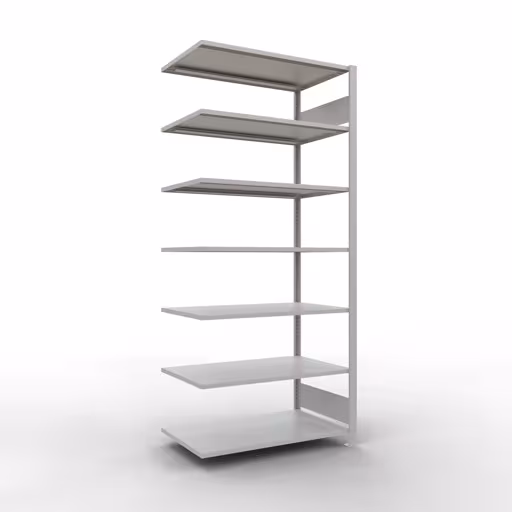 Scaffale aggiuntivo, scaffale per ufficio, sistema a innesto MULTIplus150, 2300 x 1000 x 600 mm (AxLxP), 7 ripiani, barre longitudinali, senza fermo centrale, grigio chiaro, sistema a innesto, articolo n. 36070