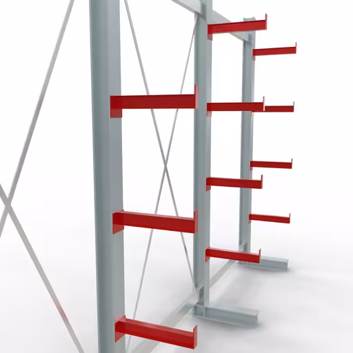 Figura n. 8 dell'articolo Scaffale completo K 3000, unilaterale, 2500 x 3900 x 400 mm, RAL 7001 / RAL 3000, 5 livelli di stoccaggio del gruppo di prodotti scaffalature cantilever della marca Schulte Lagertechnik