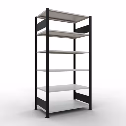 Figure n° 7 de l'article, étagère de bureau, système enfichable MULTIplus150, 2000 x 1000 x 600 mm, 6 étagères, barres de longueur, noir/gris clair du groupe de produits étagères de bureau de la marque Schulte Lagertechnik