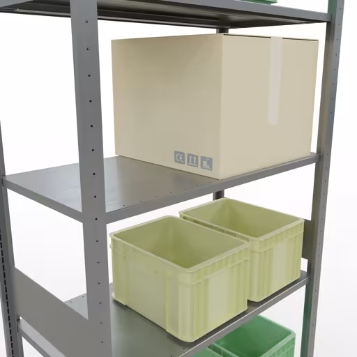 Immagine del prodotto n. 7 dell'articolo scaffale base, scaffale, sistema a innesto MULTIplus150, 3000 x 1000 x 500 mm (AxLxP), 7 ripiani, barre longitudinali, zincato dalla gamma di prodotti del sistema a innesto della marca Schulte Lagertechnik