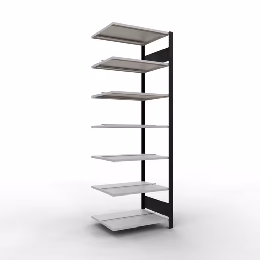Figure n° 11 de l'article, étagère de bureau, système enfichable MULTIplus150, 2300 x 750 x 600 mm, 7 étagères, avec butée centrale, noir/gris clair du groupe de produits étagères de bureau de Schulte Lagertechnik.