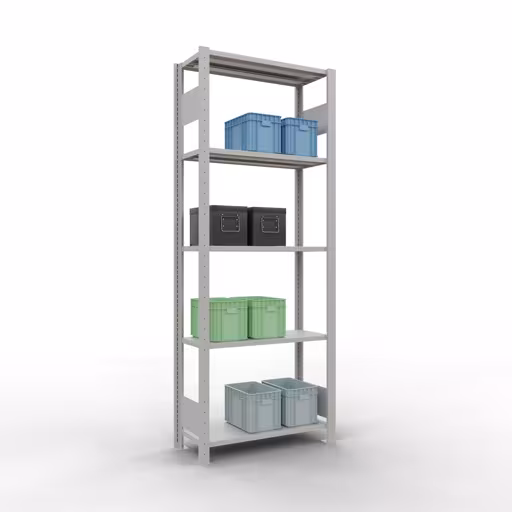 Immagine aggiuntiva dell'articolo Scaffale base, scaffale, sistema a innesto MULTIplus150, 2000 x 750 x 300 mm (AxLxP), 5 ripiani, barre longitudinali, RAL 7035 grigio chiaro Immagine aggiuntiva dell'articolo Scaffale base, scaffale, sistema a innesto MULTIplus150, 2000 x 750 x 300 mm (AxLxP), 5 ripiani, barre longitudinali, RAL 7035 grigio chiaro da scaffale base