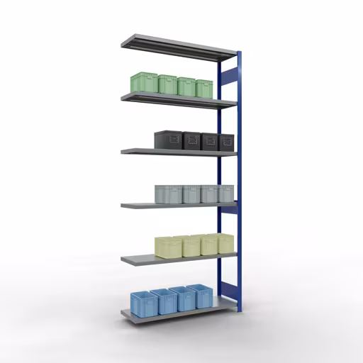 Rayonnage supplémentaire, étagère, système enfichable MULTIplus250, 3000 x 1300 x 400 mm, 7 étagères, RAL 5010 bleu gentiane/galvanisé de Schulte Lagertechnik de la gamme de produits du système enfichable