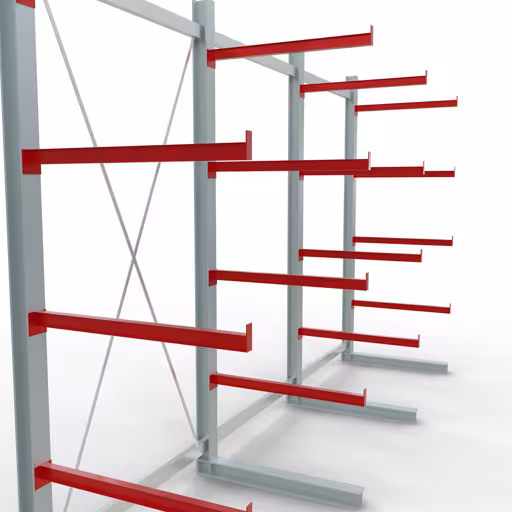 Figura n. 10 dell'articolo Scaffale completo K 6000, unilaterale, 3000 x 6000 x 1000 mm, RAL 7001 / RAL 3000, 5 livelli di stoccaggio del gruppo di prodotti scaffalature cantilever della marca Schulte Lagertechnik