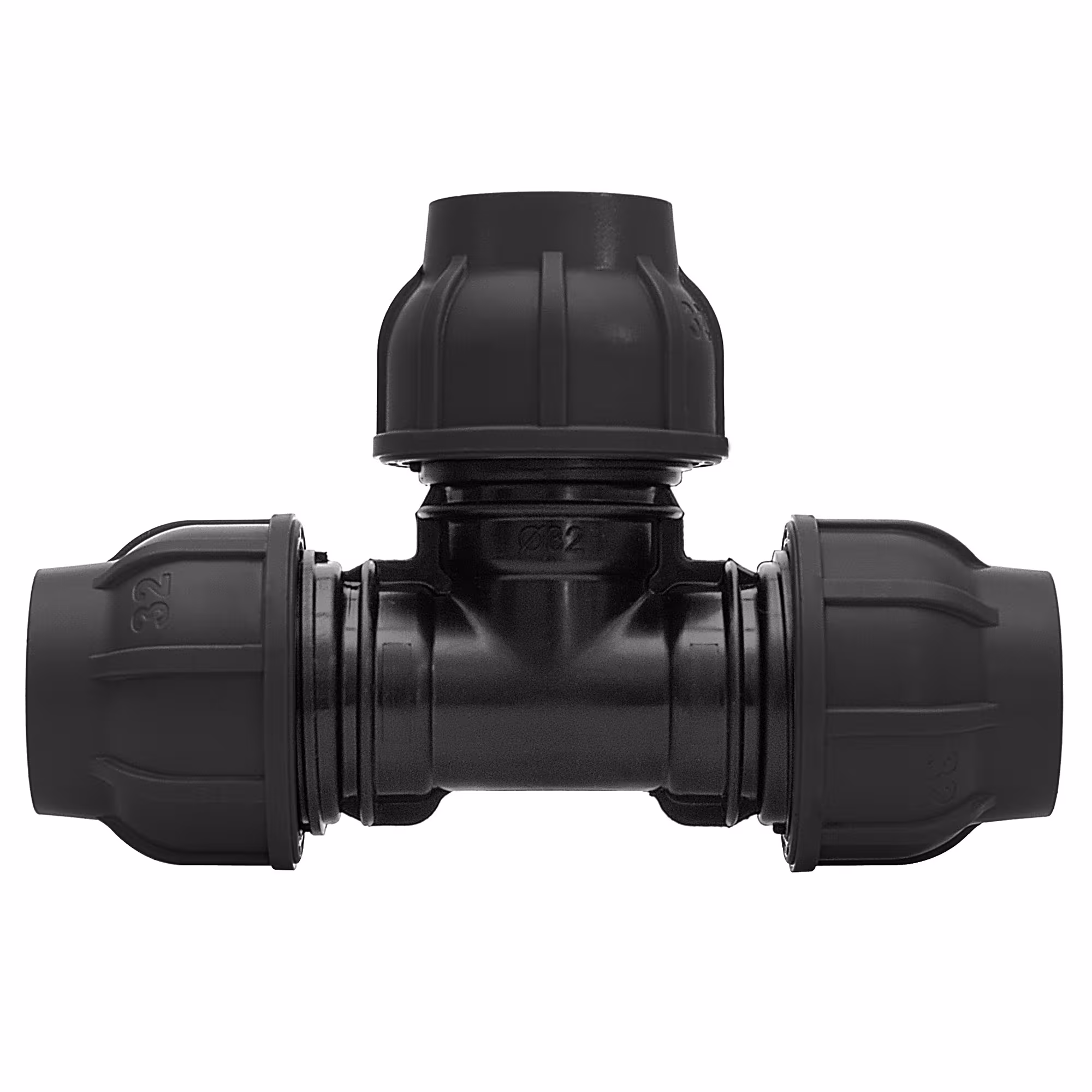 Raccordo a vite PE raccordo a T Ø 63 x 63 x 63 mm della Gebo Pezzi a T in PE, raccordi in plastica per tubi in PE, articolo n. 131063