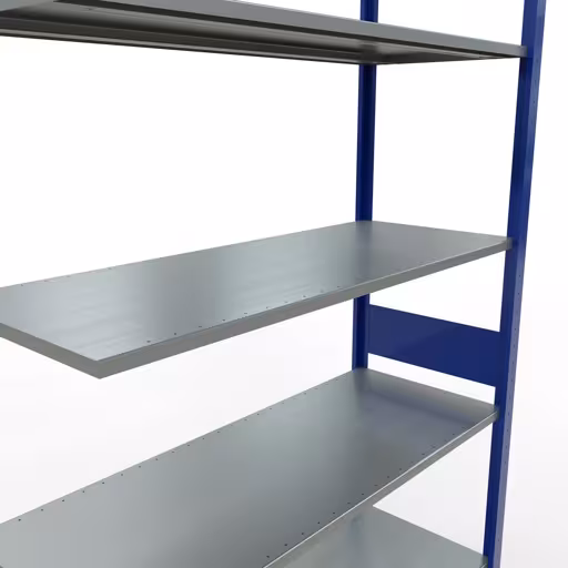 Immagine del prodotto n. 6 dell'articolo scaffale aggiuntivo, sistema a innesto per ripiani MULTIplus150, 3000 x 1300 x 500 mm, 7 ripiani, RAL 5010 blu genziana/zincato della gamma di prodotti per sistemi a innesto della marca Schulte Lagertechnik