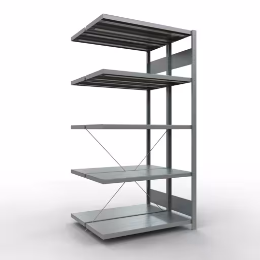 Rayonnage supplémentaire, rayonnage double, système d'étagères MULTIplus250, 2000 x 1000 x (2x400) mm, 2x5 étagères, traverse, galvanisé de Schulte Lagertechnik de la catégorie étagères