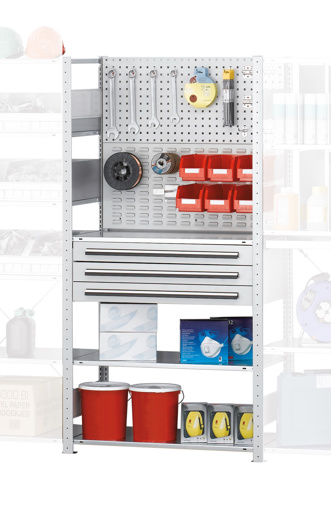 Étagère de base, module M3, 2000 x 1000 x 500 mm, gris clair RAL 7035/galvanisé, 3 étagères MULTIplus150 de la marque Schulte Lagertechnik Étagère de base, module d'étagère M3, 2000 x 1000 x 500 mm, gris clair RAL 7035/galvanisé, 3 étagères MULTIplus150 de la catégorie étagère de base, référence 12750-M4