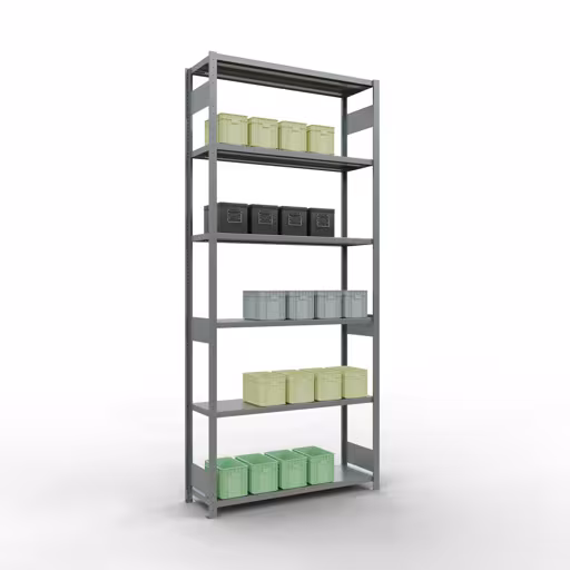 Scaffale base, scaffale, sistema a innesto MULTIplus250, 3000 x 1300 x 400 mm (AxLxP), 7 ripiani, barre longitudinali, zincato della marca Schulte Lagertechnik della gamma dei sistemi a innesto