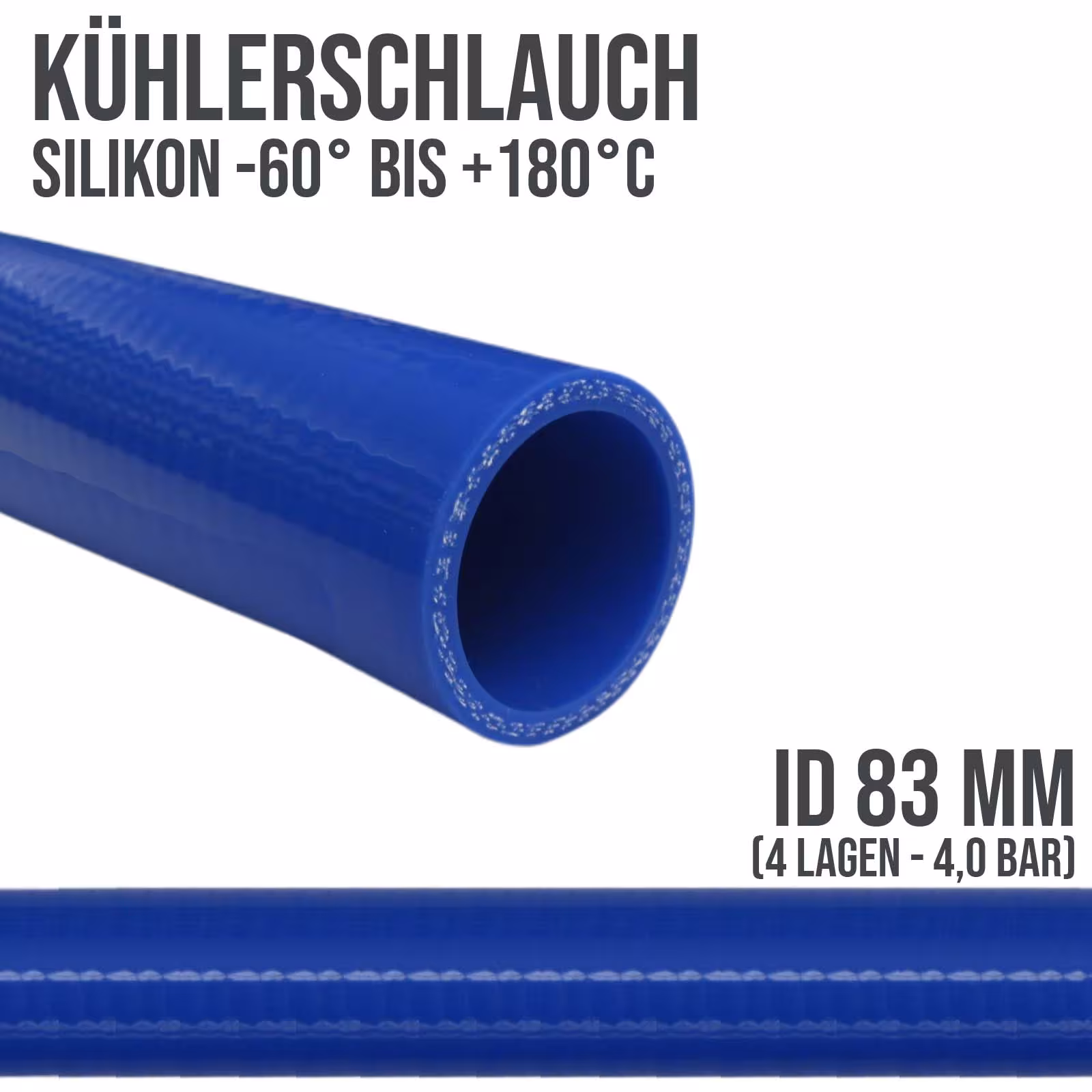 Durite de liquide de refroidissement d'air de suralimentation LLK en silicone pour radiateur 83 x 93 mm bleu PN 4,0 bar - longueur fixe 1 m de DEINSCHLAUCH24 Tuyau de refroidissement d'air de suralimentation en silicone LLK pour radiateur 83 x 93 mm, bleu PN 4,0 bar - longueur fixe 1 m, tuyaux d'eau de refroidissement, réf. KSS083-1000GA