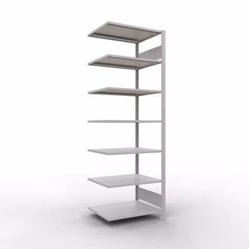 Scaffale sopraelevato, scaffale per ufficio, sistema a innesto MULTIplus150, 2300 x 750 x 600 mm (AxLxP), 7 ripiani, barre longitudinali, senza fermo centrale, grigio chiaro della marca Schulte Lagertechnik dal programma scaffali per ufficio