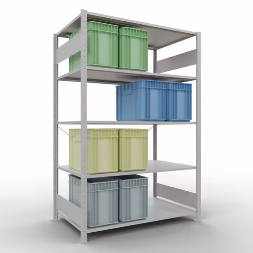 Une autre vue de l'article Etagère de base système enfichable 2000x1300x800 mm, type 150 kg, gris clair Une autre vue de l'article étagère de base du système enfichable 2000x1300x800 mm, type 150 kg, gris clair de la catégorie du système enfichable