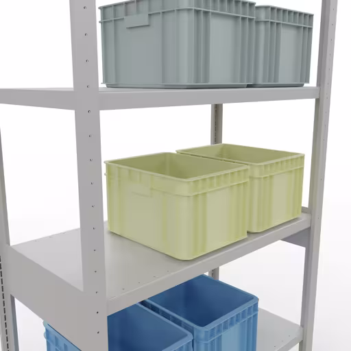 Image du produit n° 15 de l'article étagère de base, étagère, système enfichable MULTIplus330, 2500 x 1000 x 500 mm, 6 étagères, barres de longueur, RAL 7035 gris clair Figure n° 15 de l'article étagère de base, système d'étagères enfichables MULTIplus330, 2500 x 1000 x 500 mm, 6 étagères, gris clair RAL 7035 du groupe de produits système enfichable de Schulte Lagertechnik