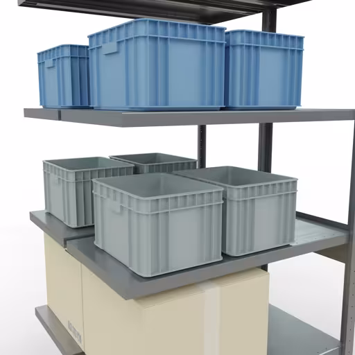 Rayonnage supplémentaire, rayonnage double, système d'étagères MULTIplus250, 2500 x 1000 x (2x500) mm, 2x6 rayons, traverse, galvanisé avec réf. 14256-A Rayonnage supplémentaire, rayonnage double, système d'étagères MULTIplus250, 2500 x 1000 x (2x500) mm, 2x6 étagères, traverse, galvanisé de Schulte Lagertechnik de la catégorie étagères