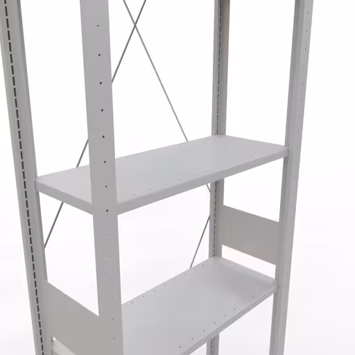 Autre vue de l'article Etagère Basic, étagère, système enfichable MULTIplus150, 3000 x 750 x 300 mm, 7 étagères, traverse, RAL 7035 gris clair Une autre vue de l'article étagère de base, étagère, système enfichable MULTIplus150, 3000 x 750 x 300 mm, 7 étagères, traverse, RAL 7035 gris clair de la catégorie système enfichable