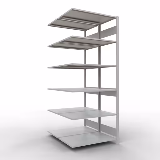 Produktbild Nr.14 des Artikels Anbauregal, Doppelregal, Fachbodenregal Stecksystem MULTIplus150, 2500 x 1000 x (2x600) mm (HxBxT), 2x6 Fachböden, Längenriegel, RAL 7035 lichtgrau aus der Produktreihe Fachbodenregale von der Marke Schulte Lagertechnik