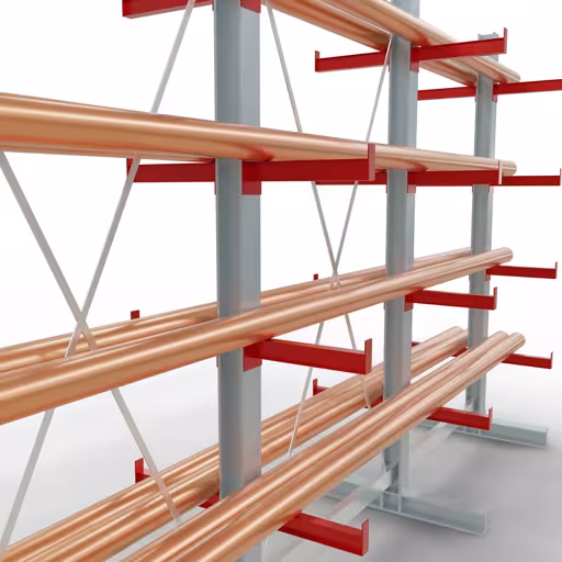 Figura n. 8 dell'articolo Scaffale completo K 3000, bifronte, 2500 x 3900 x 400 mm, RAL 7001 / RAL 3000, 5 livelli di stoccaggio del gruppo di prodotti scaffalature cantilever della marca Schulte Lagertechnik