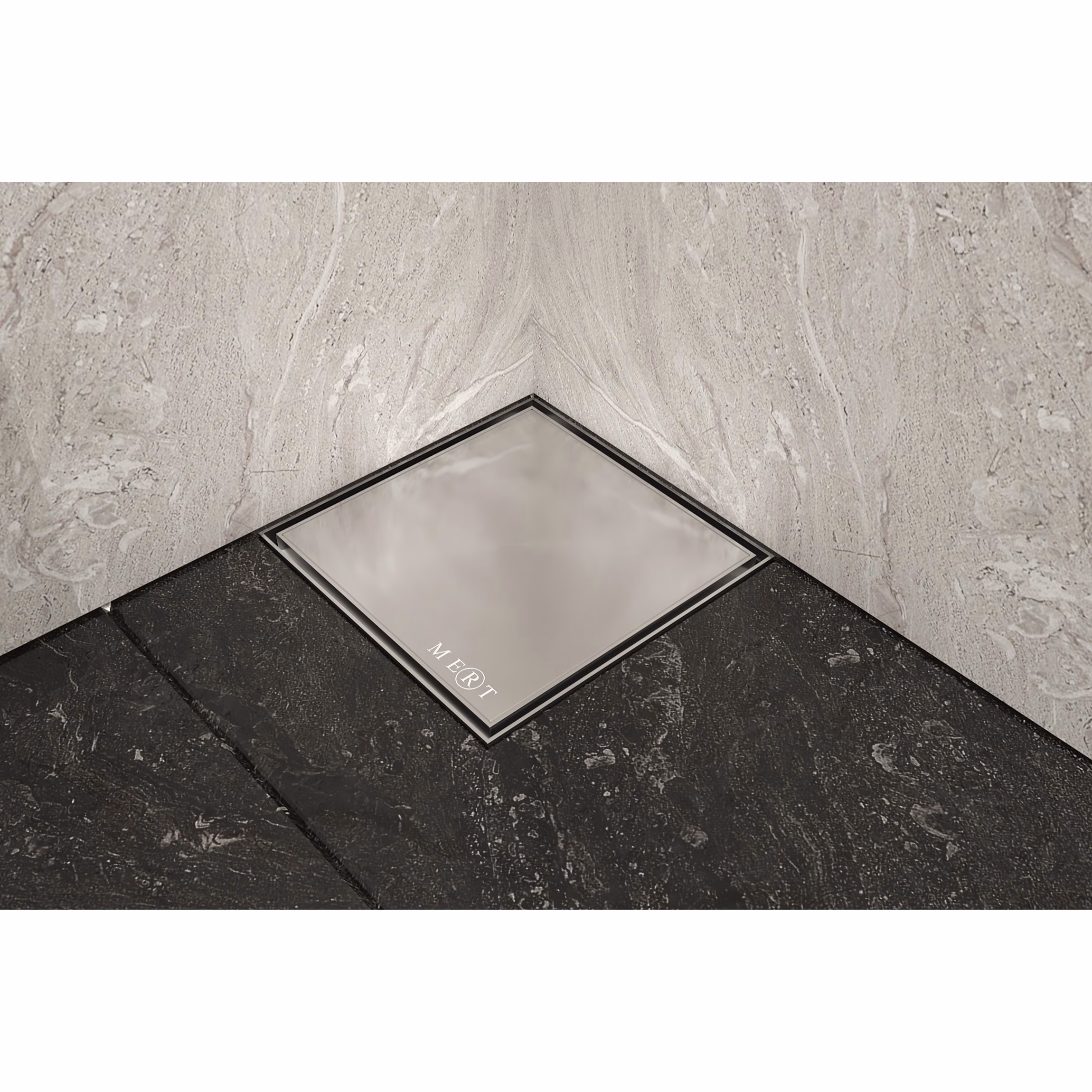 Siphon de sol Mert ultra plat 20x20 cm Design "Edel", écoulement DIN 50