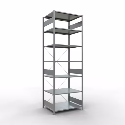 Étagère de base, étagère, système enfichable MULTIplus150, 3000 x 1000 x 800 mm (HxLxP), 7 étagères, traverse, galvanisée de Schulte Lagertechnik Étagère de base, étagère, système enfichable MULTIplus150, 3000 x 1000 x 800 mm (HxLxP), 7 étagères, traverse, galvanisée, étagère de base, réf. 12582