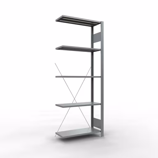 Scaffale aggiuntivo, scaffale, sistema a innesto MULTIplus150, 2000 x 750 x 300 mm (AxLxP), 5 ripiani, traversa, zincato, ripiano aggiuntivo, articolo n. 12735-75