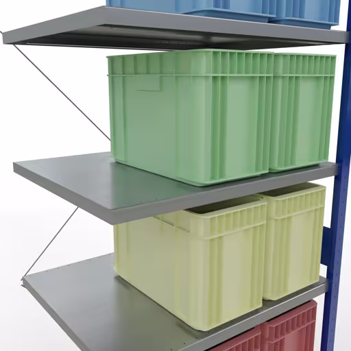 Figure n° 7 de l'article étagère complémentaire, étagère, système enfichable MULTIplus330, 3000 x 1000 x 800 mm, 7 étagères, traverse, RAL 5010 bleu gentiane/galvanisé du groupe de produits système enfichable de Schulte Lagertechnik