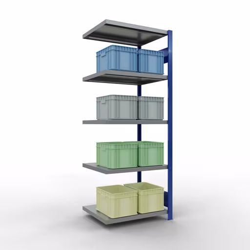 Image du produit n° 12 de l'article Rayonnage complémentaire, rayonnage à étagères, système enfichable MULTIplus250, 2000 x 750 x 600 mm, 5 étagères, barres longitudinales, RAL 5010 bleu gentiane/galvanisé/galvanisé Figure n° 12 de l'article Système d'étagères enfichables MULTIplus250, 2000 x 750 x 600 mm, 5 étagères, RAL 5010 bleu gentiane/galvanisé/galvanisé du groupe de produits système enfichable de Schulte Lagertechnik