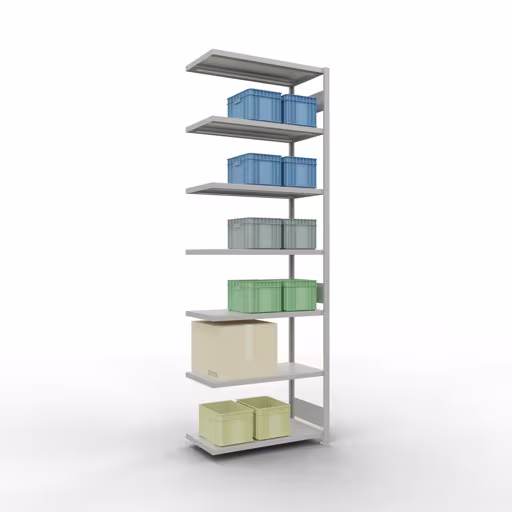 Rayonnage supplémentaire, rayonnage à étagères, système enfichable MULTIplus330, 3000 x 1000 x 500 mm, 7 étagères, gris clair RAL 7035 de Schulte Lagertechnik avec le réf. 33857-LR