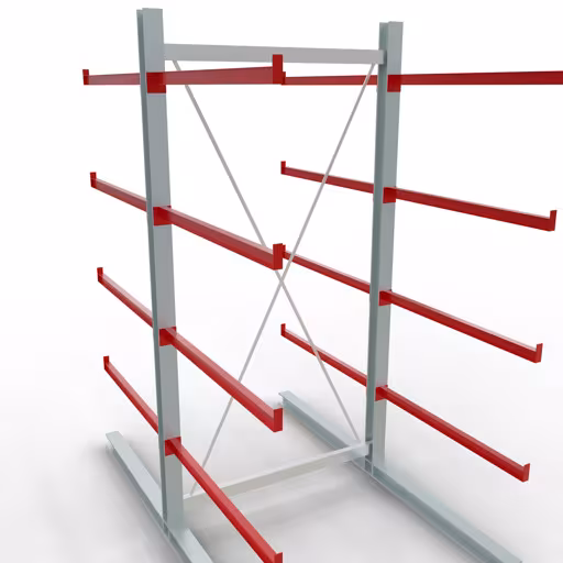 Figura n. 11 dell'articolo Scaffale completo K 6000, bilaterale, 3000 x 1500 x 2x 1250 mm, RAL 7001 / RAL 3000, 5 livelli di stoccaggio del gruppo di prodotti scaffalature cantilever della marca Schulte Lagertechnik