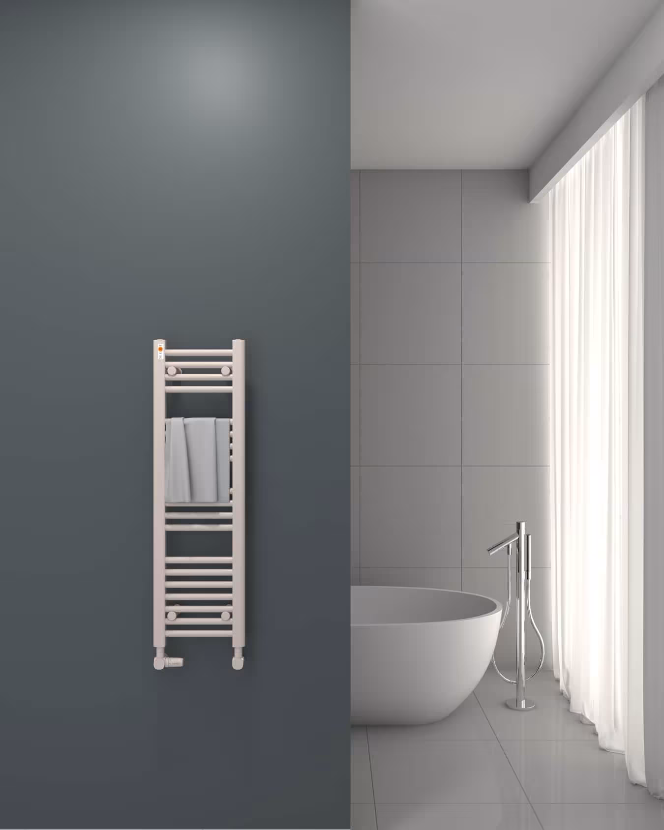 Radiateur sèche-serviettes échangeable blanc droit, 300 x 1000 mm, raccordement standard droite/gauche (PAS de raccordement central) de MERT MERT Radiateur de salle de bain de rechange blanc droit, raccordement standard droite/gauche (PAS de raccordement central), radiateur de remplacement, réf. 1-30x100-p