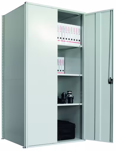 Armadio con ante battenti, ripiano base 2000 x 1000 x 1000 mm, RAL 7035 grigio chiaro/zincato, 5 ripiani MULTIplus250, pareti laterali, parete posteriore, 1 porta battente con GTIN 4058255035823 Armadio con ante a battente, ripiano base 2000 x 1000 x 1000 mm, RAL 7035 grigio chiaro/zincato, 5 ripiani MULTIplus250, pareti laterali, parete posteriore, 1 porta a battente di Schulte Lagertechnik con l'articolo n. 12990-M6