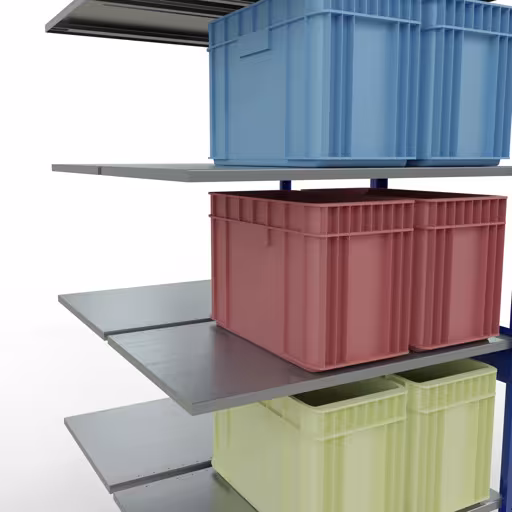 Étagères supplémentaires, étagères doubles, système d'étagères MULTIplus150, 2500 x 1000 x (2x600) mm, 2x6 étagères, RAL 5010 bleu gentiane de Schulte Lagertechnik avec le numéro d'article : 33166-B