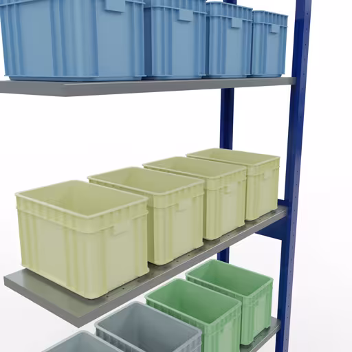 Immagine del prodotto n. 13 dell'articolo Scaffale aggiuntivo, scaffale, sistema a innesto MULTIplus85, 2500 x 1000 x 300 mm, 6 ripiani, barre longitudinali, RAL 5010 blu genziana Figura n. 13 dell'articolo scaffale aggiuntivo, scaffale, sistema a innesto MULTIplus85, 2500 x 1000 x 300 mm, 6 ripiani, RAL 5010 blu genziana del gruppo di prodotti sistema a innesto della marca Schulte Lagertechnik