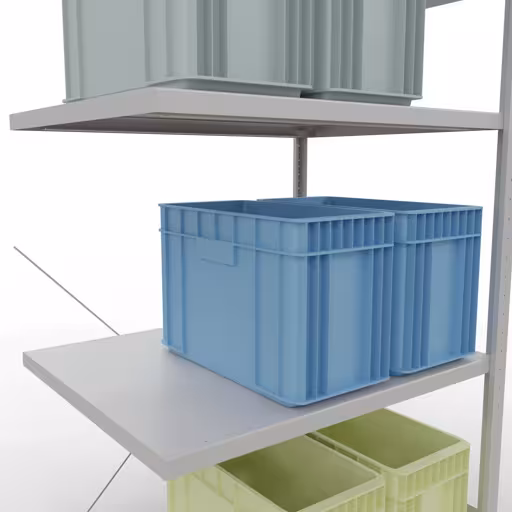Image du produit n° 14 de l'article Rayonnage complémentaire, rayonnage à étagères, système enfichable MULTIplus330, 2000 x 1000 x 800 mm (HxLxP), 5 étagères, traverse, RAL 7035 gris clair Figure n° 14 de l'article étagère complémentaire, étagère à étagères, système enfichable MULTIplus330, 2000 x 1000 x 800 mm, 5 étagères, RAL 7035 gris clair du groupe de produits système enfichable de la marque Schulte Lagertechnik