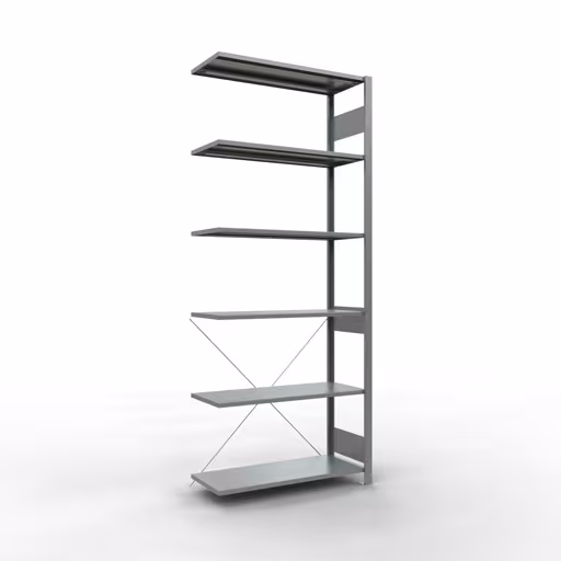 Scaffali aggiuntivi, scaffali, sistema a innesto MULTIplus85, 2500 x 1000 x 400 mm (AxLxP), 6 ripiani, traversa, zincato di Schulte Lagertechnik Scaffale aggiuntivo, scaffale, sistema a innesto MULTIplus85, 2500 x 1000 x 400 mm (AxLxP), 6 ripiani, traversa, zincato, ripiano aggiuntivo, articolo n. 13146