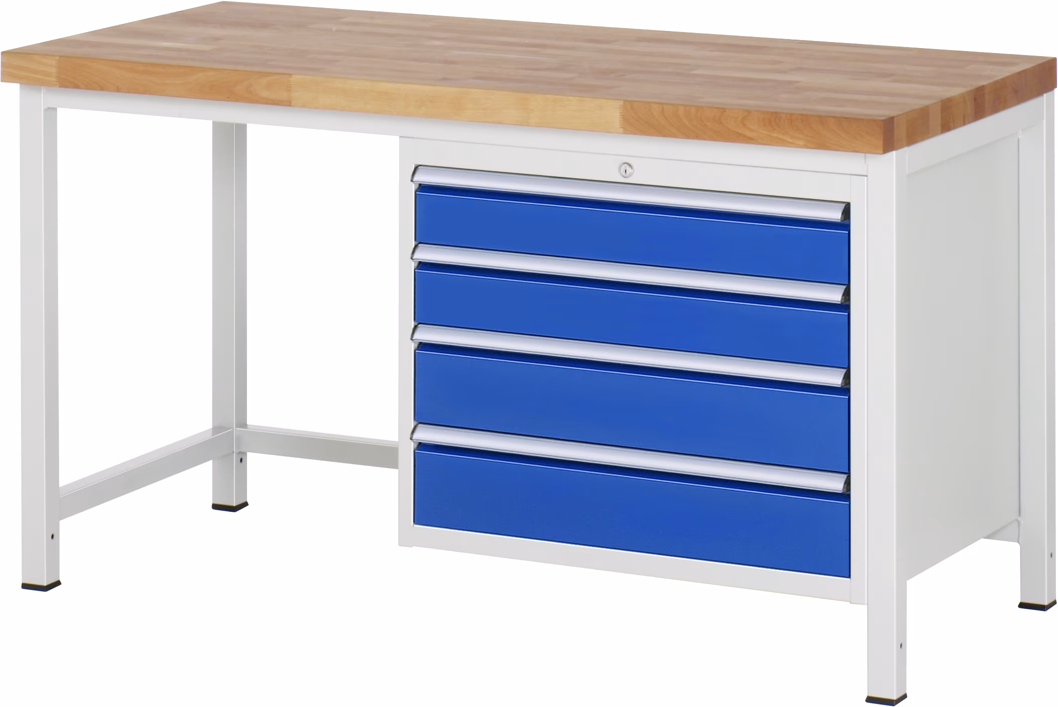 Banco da lavoro regolabile in altezza 8262A1, L1500xP700xA840-1040mm, 4 cassetti con estrazione parziale di Rau Banco da lavoro regolabile in altezza 8262A dalla categoria Banchi da lavoro con il numero di articolo 03-8262A1-157B4H.11