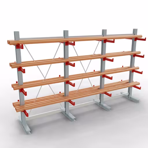 Produktbild Nr 10 des Artikels K 3000 Komplettregal, doppelseitig, 2500 x 3900 x 400 mm, RAL 7001 / RAL 3000, 5 Lagerebenen Abbildung Nr 10 des Artikels K 3000 Komplettregal, doppelseitig, 2500 x 3900 x 400 mm, RAL 7001 / RAL 3000, 5 Lagerebenen aus der Produktgruppe Kragarmregale von der Marke Schulte Lagertechnik