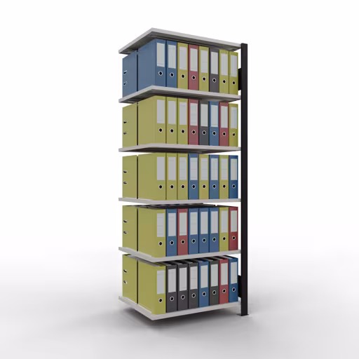 Figure n° 8 de l'article, étagère de bureau, système enfichable MULTIplus150, 2000 x 750 x 600 mm, 6 étagères, barres de longueur, noir/gris clair du groupe de produits étagères de bureau de la marque Schulte Lagertechnik