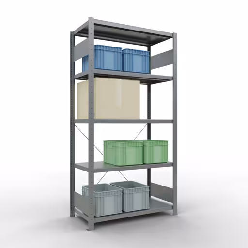 Figura n. 12 dell'articolo scaffale base, scaffale, sistema a innesto MULTIplus330, 2000 x 1000 x 500 mm (AxLxP), 5 ripiani, traversa, zincato del gruppo di prodotti sistema a innesto della marca Schulte Lagertechnik