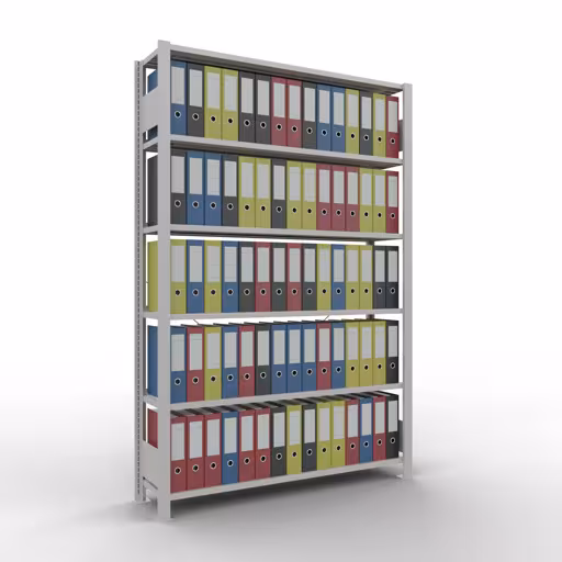 Étagère de base, étagère de bureau, système enfichable MULTIplus85, 2000 x 1300 x 300 mm, 6 étagères, gris clair de Schulte Lagertechnik avec le numéro d'art. 36008