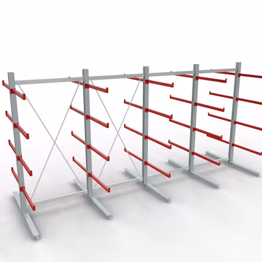 Figura n. 12 dell'articolo Scaffale completo K 6000, bilaterale, 3000 x 6000 x 2x 1000 mm, RAL 7001 / RAL 3000, 5 livelli di stoccaggio del gruppo di prodotti scaffalature cantilever della marca Schulte Lagertechnik