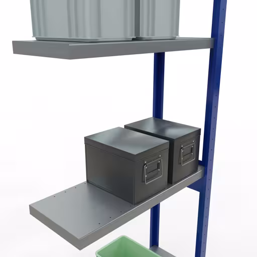 Produktbild Nr 13 des Artikels Anbauregal, Fachbodenregal Stecksystem MULTIplus250, 3000 x 750 x 300 mm (HxBxT), 7 Fachböden, Längenriegel, RAL 5010 enzianblau/verzinkt/verzinkt Abbildung Nr 13 des Artikels Anbauregal, Fachbodenregal Stecksystem MULTIplus250, 3000 x 750 x 300 mm (HxBxT), 7 Fachböden, Längenriegel, RAL 5010 enzianblau/verzinkt/verzinkt aus der Produktgruppe Stecksystem von der Marke Schulte Lagertechnik