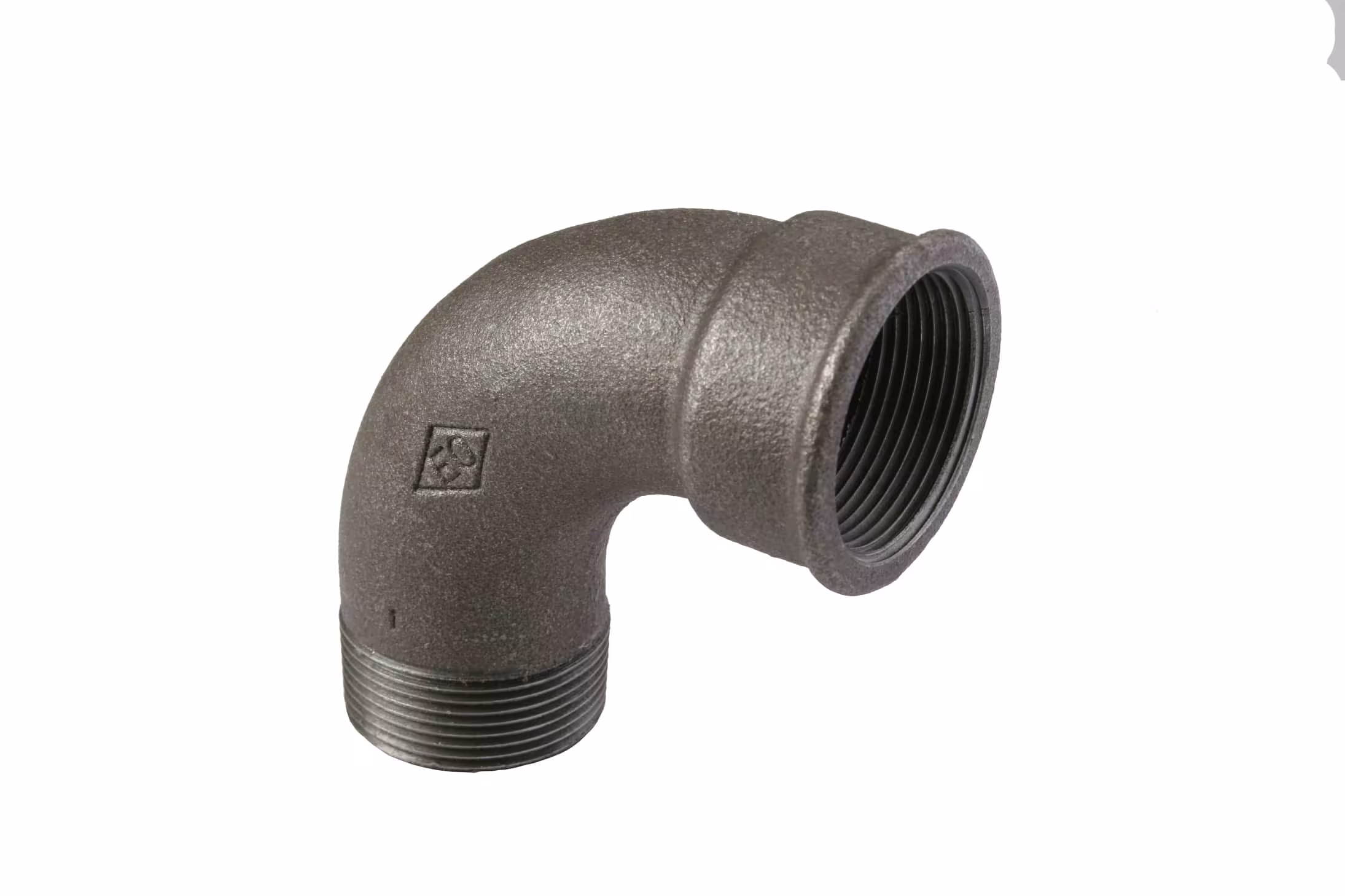 Coude No.1a intérieur/extérieur 90 degrés 1" pouce en fonte malléable, noir d'Atusa Coude en fonte malléable ATUSA n° 1A, raccords en fonte malléable, réf. 01A01005