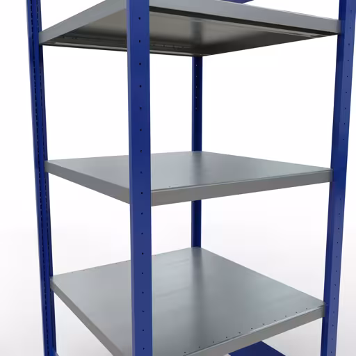 Scaffale base, scaffale, sistema a innesto MULTIplus250, 2000 x 750 x 800 mm (AxLxP), 5 ripiani, barre longitudinali, RAL 5010 blu genziana/zincato/zincato di Schulte Lagertechnik con l'articolo n. 12980-75-LR-B