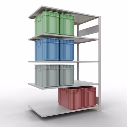 Scaffali aggiuntivi, scaffali, sistema a innesto MULTIplus150, 2000 x 1300 x 800 mm (AxLxP), 5 ripiani, barre longitudinali, RAL 7035 grigio chiaro di Schulte Lagertechnik con l'articolo n. 32685-130-LR