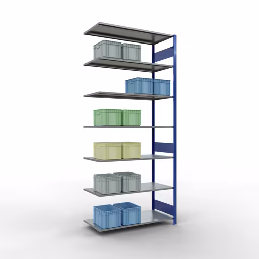 Immagine del prodotto n. 15 dell'articolo scaffale aggiuntivo, sistema a innesto MULTIplus150, 3000 x 1300 x 600 mm (AxLxP), 7 ripiani, RAL 5010 blu genziana/zincato dalla gamma di prodotti del sistema a innesto di Schulte Lagertechnik