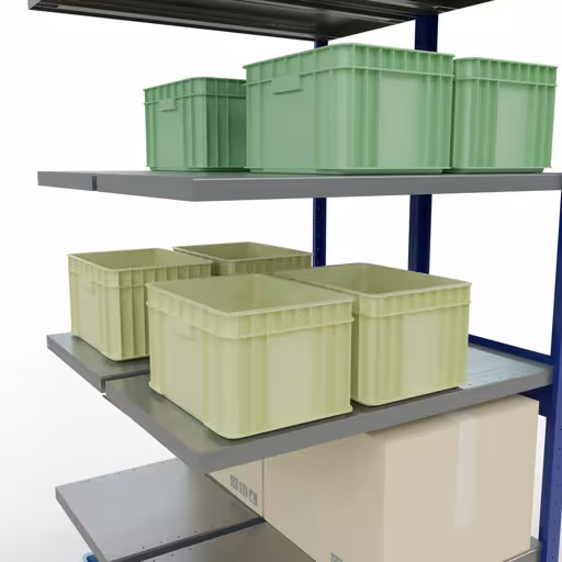 Figura n. 11 dell'articolo scaffale aggiuntivo, scaffale doppio, sistema di scaffali MULTIplus250, 2500 x 1000 x (2x500) mm (AxLxP), 2x6 ripiani, traversa, RAL 5010 blu genziana del gruppo di prodotti scaffali della marca Schulte Lagertechnik
