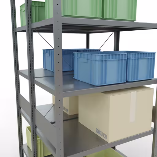 Étagère de base, étagère double, système d'étagères enfichables MULTIplus250, 3000 x 1000 x (2x600) mm, 2x7 étagères, traverse, galvanisée de Schulte Lagertechnik avec le réf. 14262-G