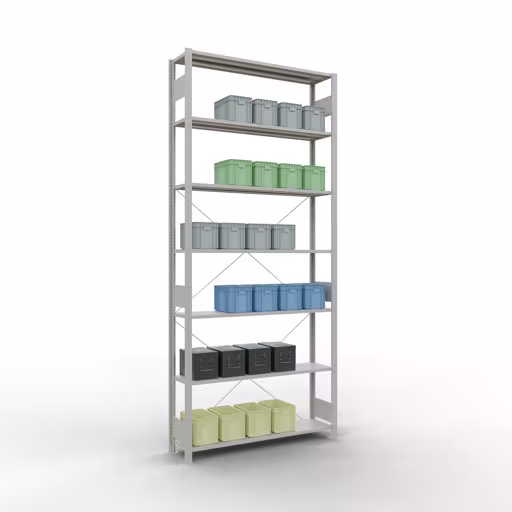 Scaffale base con sistema a innesto 3000x1300x300 mm, tipo 150 kg, grigio chiaro di Schulte Lagertechnik con l'articolo n. 32632-130