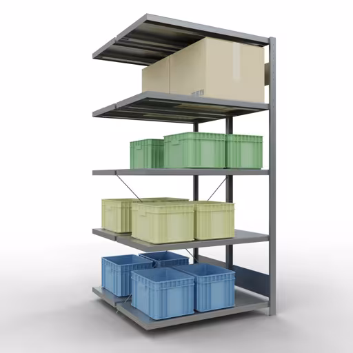 Rayonnage supplémentaire, rayonnage double, système d'étagères MULTIplus250, 2000 x 1000 x (2x500) mm, 2x5 rayons, traverse, galvanisé avec GTIN 4004514286130 Rayonnage supplémentaire, rayonnage double, système d'étagères MULTIplus250, 2000 x 1000 x (2x500) mm, 2x5 étagères, traverse, galvanisé de Schulte Lagertechnik avec le numéro d'art. 14255-A