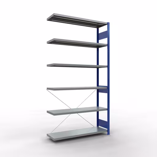 Rayonnage supplémentaire, étagère, système enfichable MULTIplus250, 2500 x 1300 x 400 mm, 6 étagères, RAL 5010 bleu gentiane/galvanisé de Schulte Lagertechnik de la gamme de produits du système enfichable
